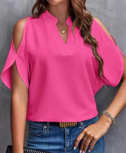 VVZ Women's Solid-Color Slim-Fit Casual T-Shirt