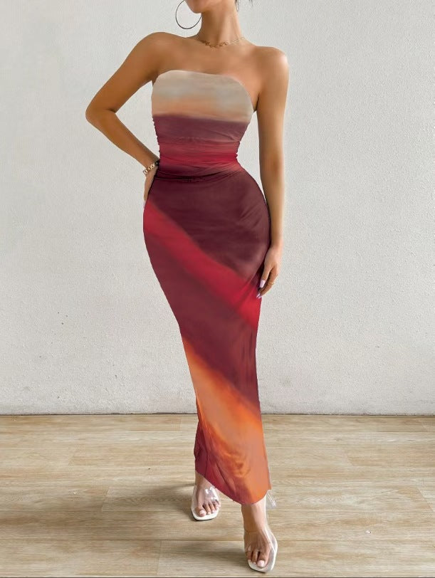 VVZ Spring/Summer Tie-Dye Strapless Dress