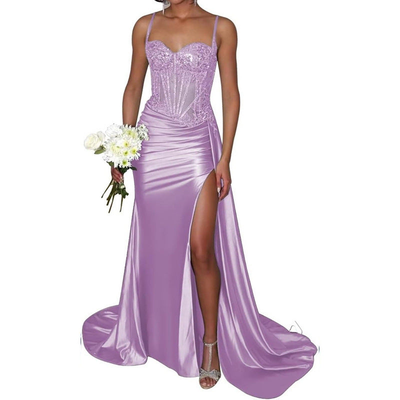 VVZ Women's Strapless Long Satin Evening Gown