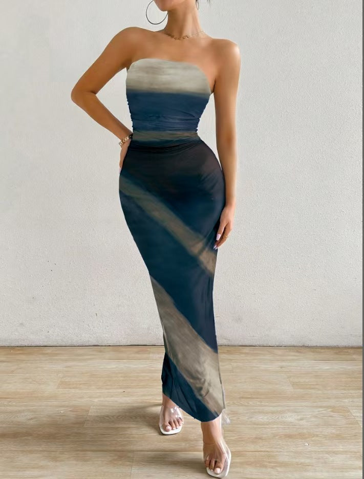 VVZ Spring/Summer Tie-Dye Strapless Dress
