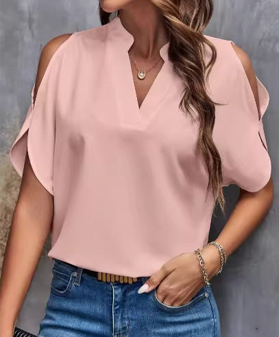 VVZ Women's Solid-Color Slim-Fit Casual T-Shirt