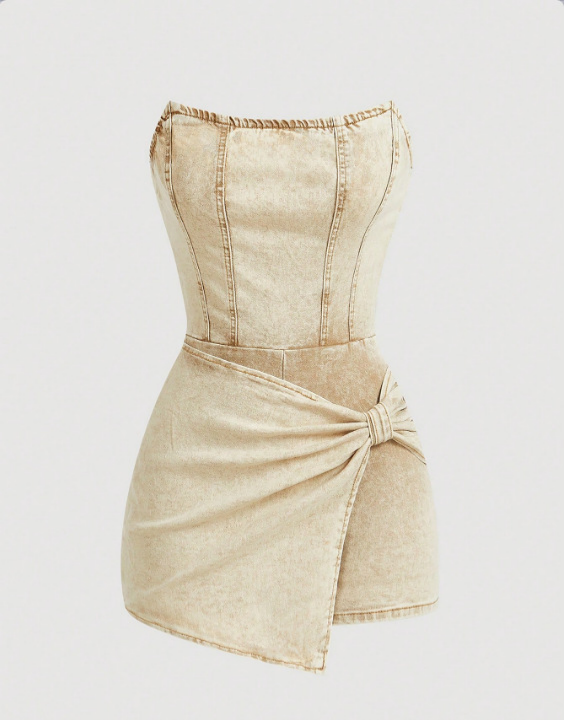 VVZ Women's Denim Strapless Romper
