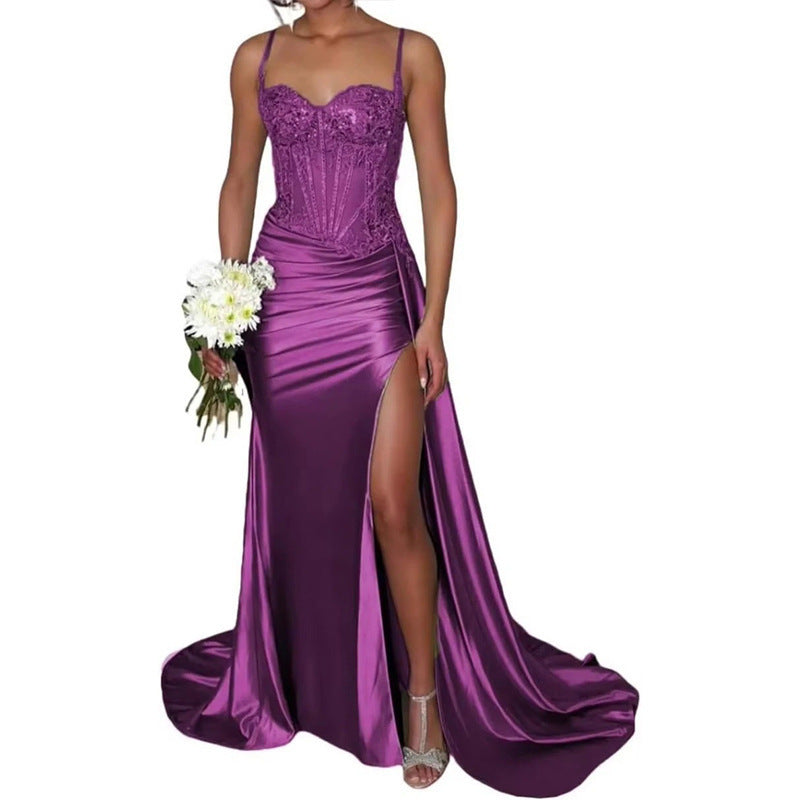 VVZ Women's Strapless Long Satin Evening Gown