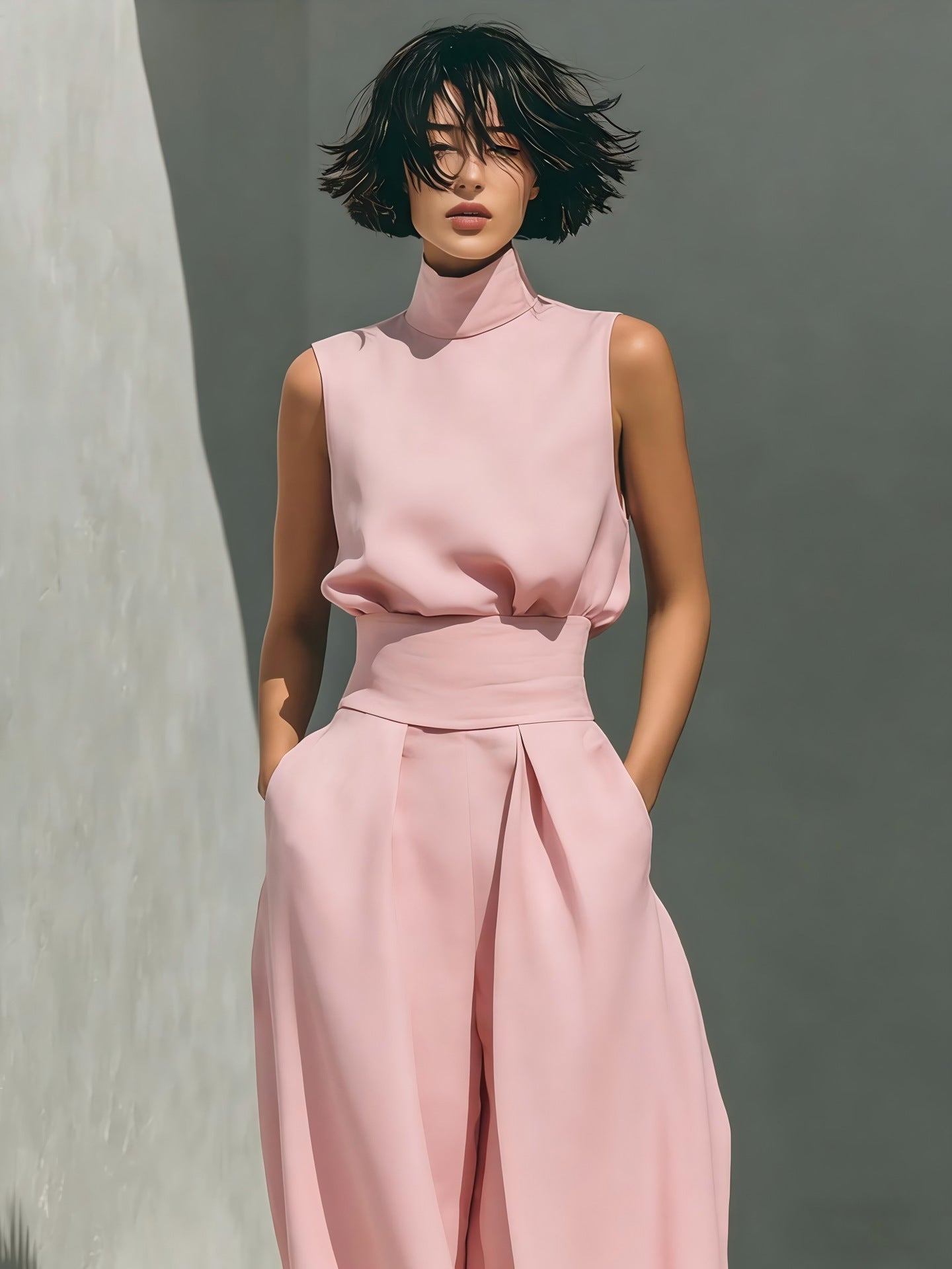VVZ Elegant and stylish solid-color two-piece women's outfit