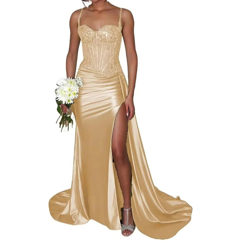 VVZ Women's Strapless Long Satin Evening Gown