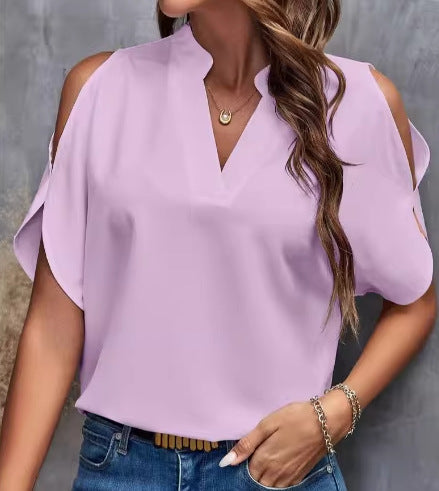 VVZ Women's Solid-Color Slim-Fit Casual T-Shirt