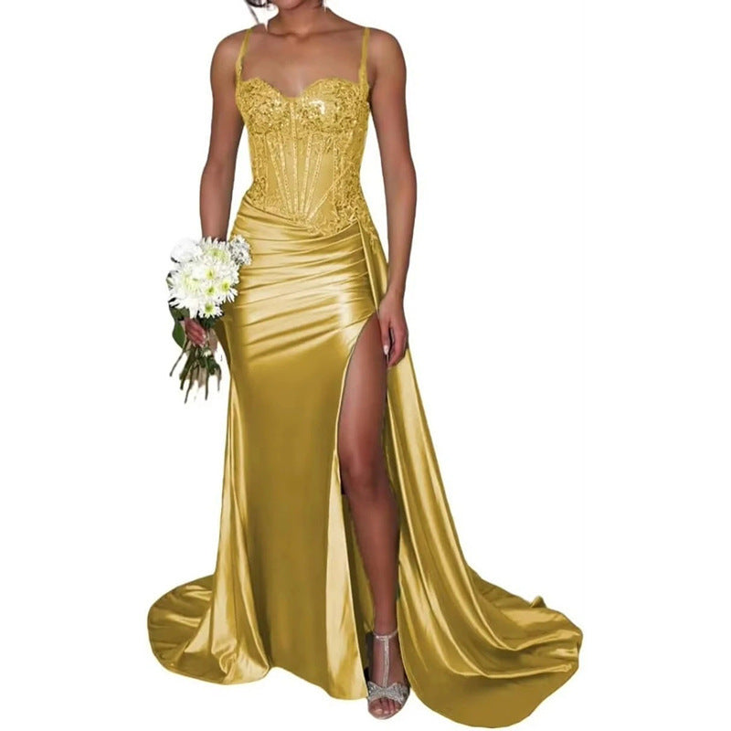 VVZ Women's Strapless Long Satin Evening Gown