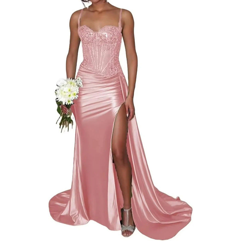 VVZ Women's Strapless Long Satin Evening Gown