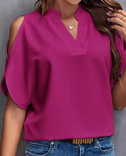 VVZ Women's Solid-Color Slim-Fit Casual T-Shirt