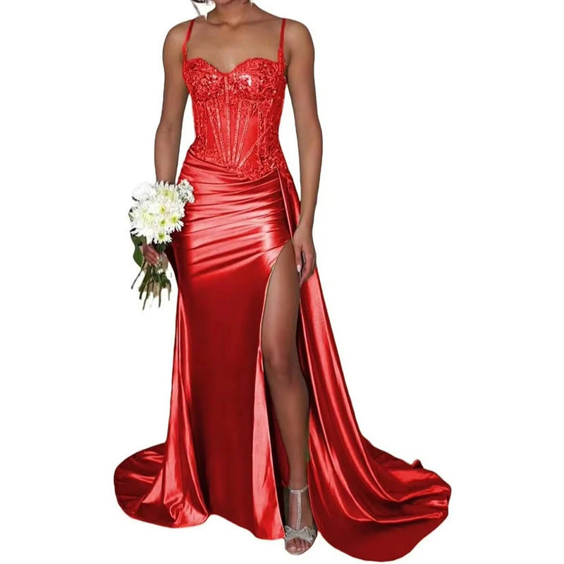 VVZ Women's Strapless Long Satin Evening Gown