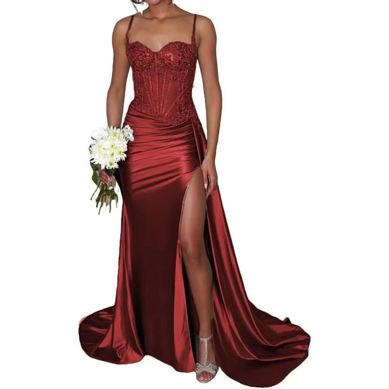 VVZ Women's Strapless Long Satin Evening Gown