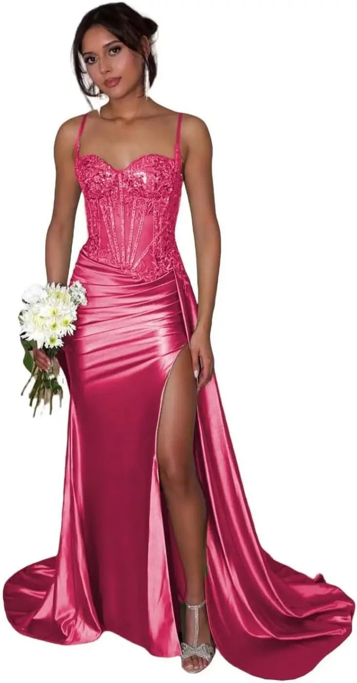 VVZ Women's Strapless Long Satin Evening Gown