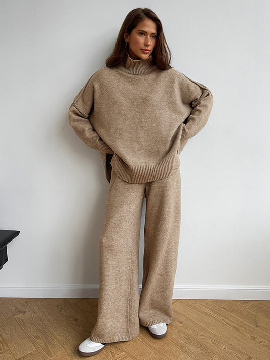 VVZ Lazy Thickened Knit Pants Suit Loose