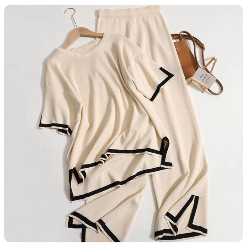 VVZ Soft, Stretchy Knit Top and Wide-Leg Pants