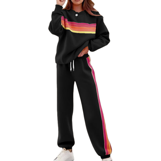 VVZ Rainbow Stripe Hoodie Set