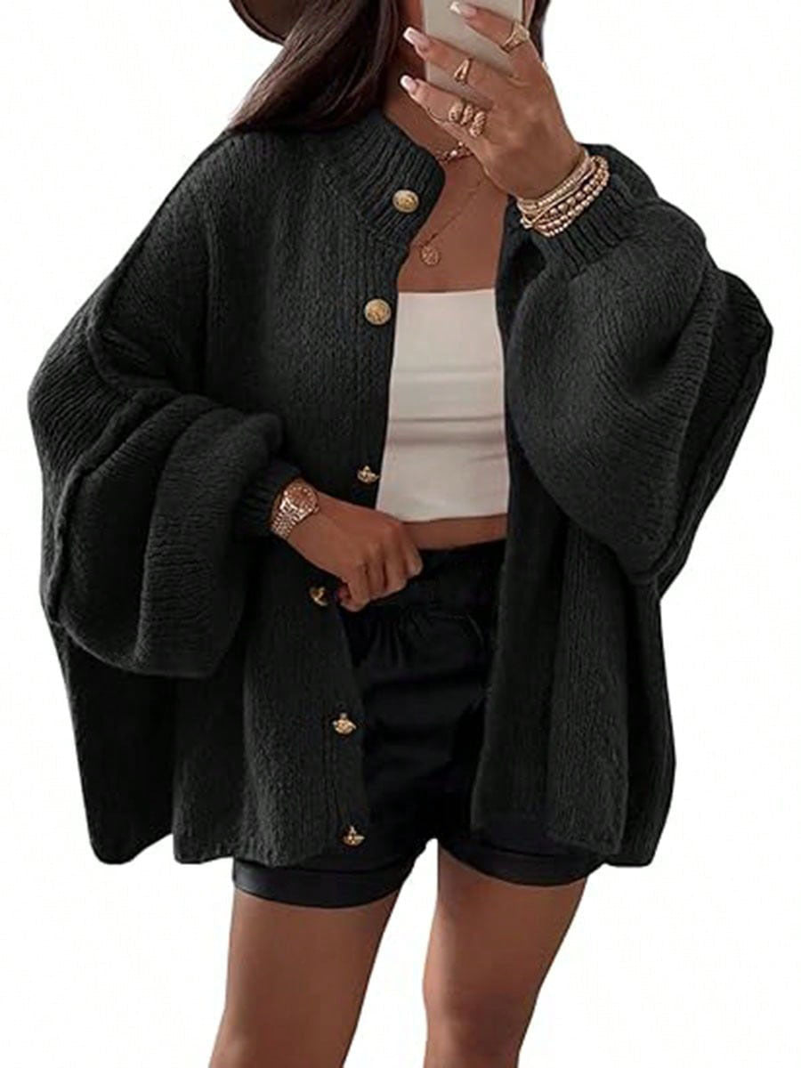 VVZ Women's Winter Button Down Cardigan Sweaters Mock Neck Lantern