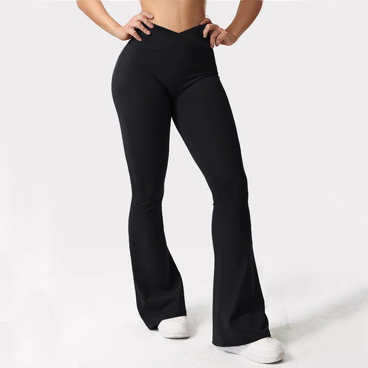 VVZ Womens Wide Leg Crossover High Waisted Yoga Pants