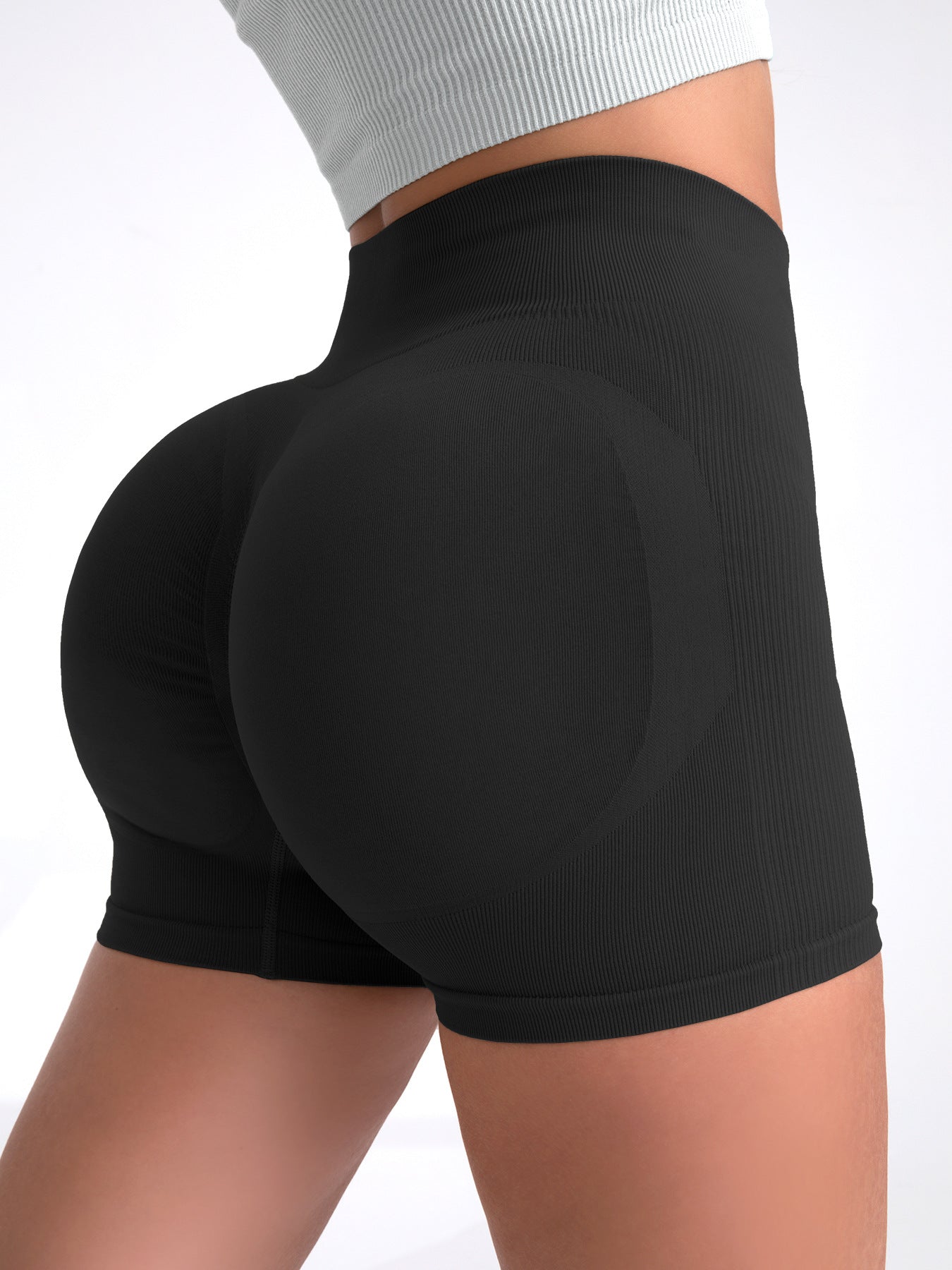 VVZ High-Waisted, Tummy-Control, Side-Ribbed, Butt-Lifting Seamless Shorts