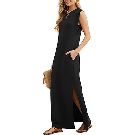 VVZ Women's Summer Casual Sleeveless Maxi Dress