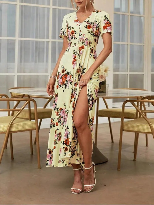 VVZ Women's Floral Front-Button Dress