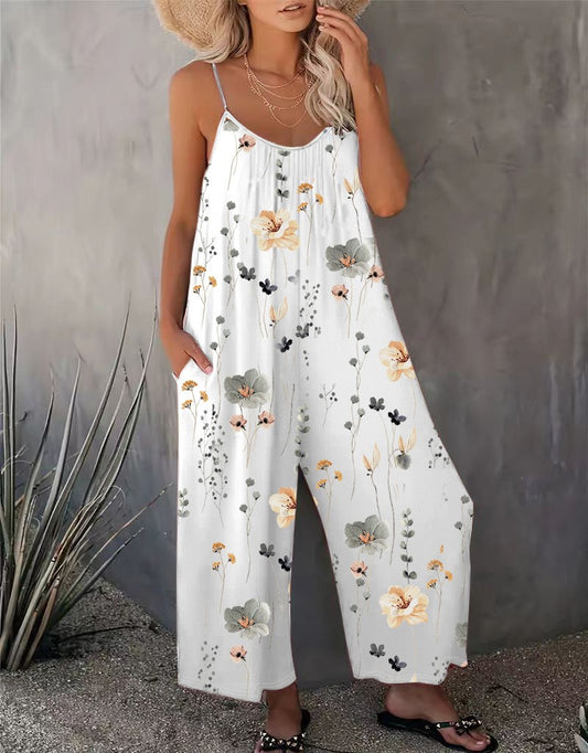 VVZ Comfortable, Loose-Fitting Floral Jumpsuit
