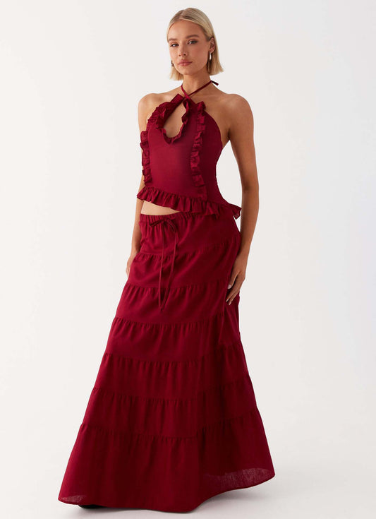 VVZ Women Halter neck top + Maxi Length A-Line