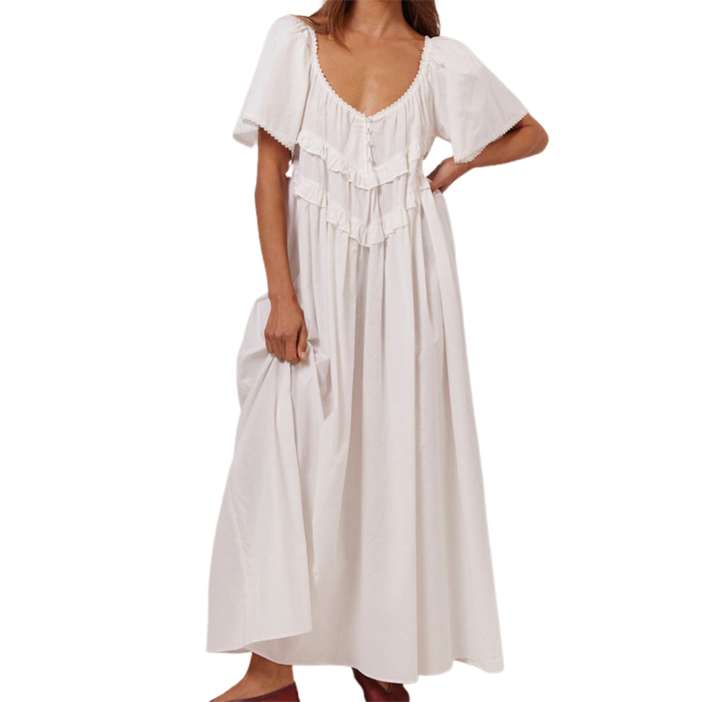 VVZ Women Long Dress, Elegant Short Sleeve Solid/Plaid  Dress