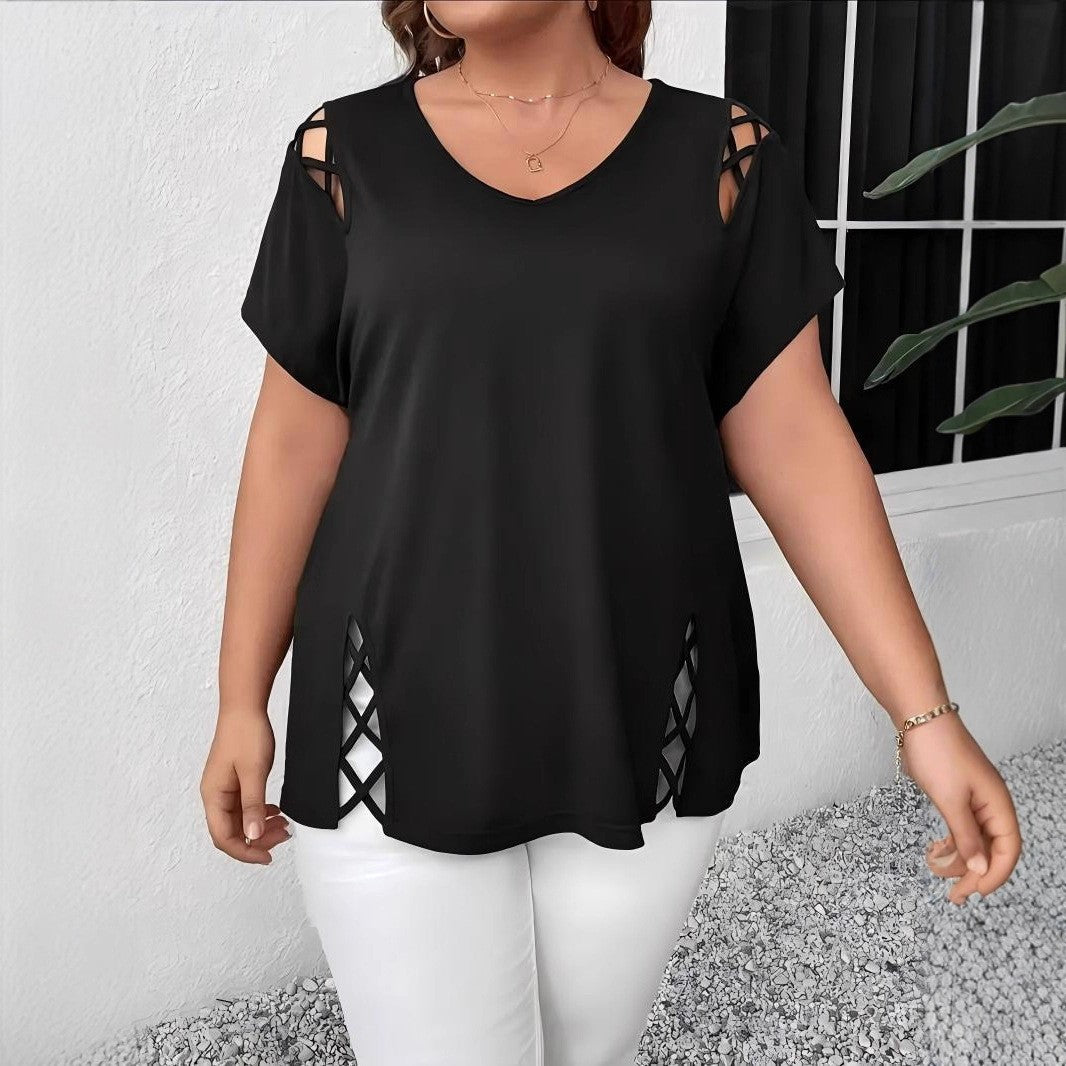 VVZ Plus-Size Short-Sleeve Off-Shoulder T-Shirt