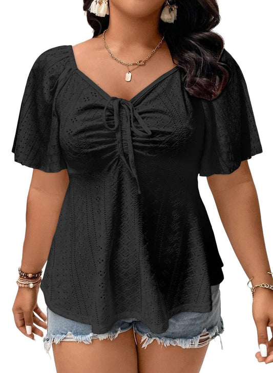 VVZ Summer Loose Shirt with Ruffled Hem