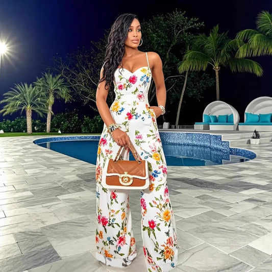 VVZ Women's Printed Strappy Jumpsuit