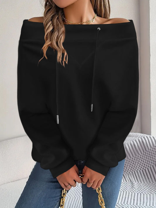 VVZ Women's Casual One Shoulder Oversized Sweatshirt