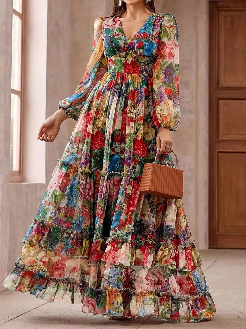 VVZ Women's Slim-Fit Chiffon Dress (Spring/Autumn Style)