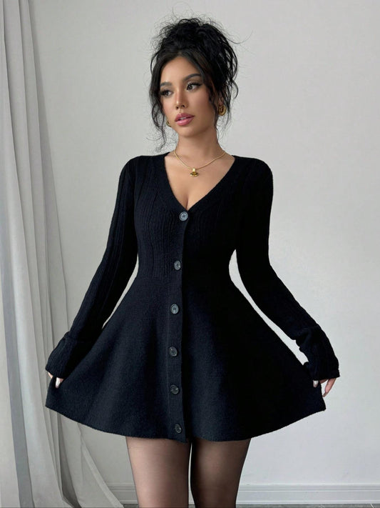 VVZ Women’s New V Neck  Dress