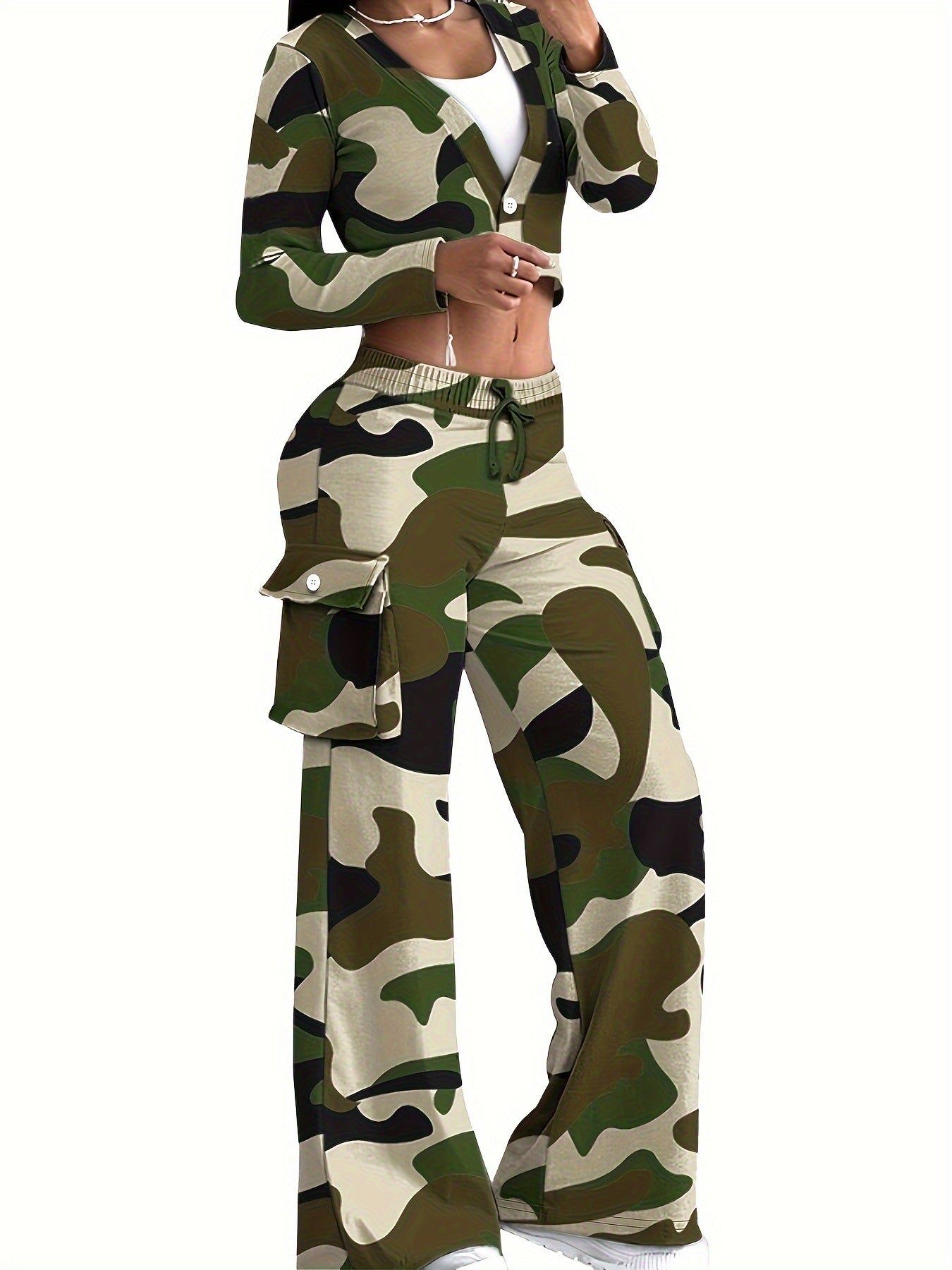 VVZ Women's Fashion Camo Print Two-Piece Set