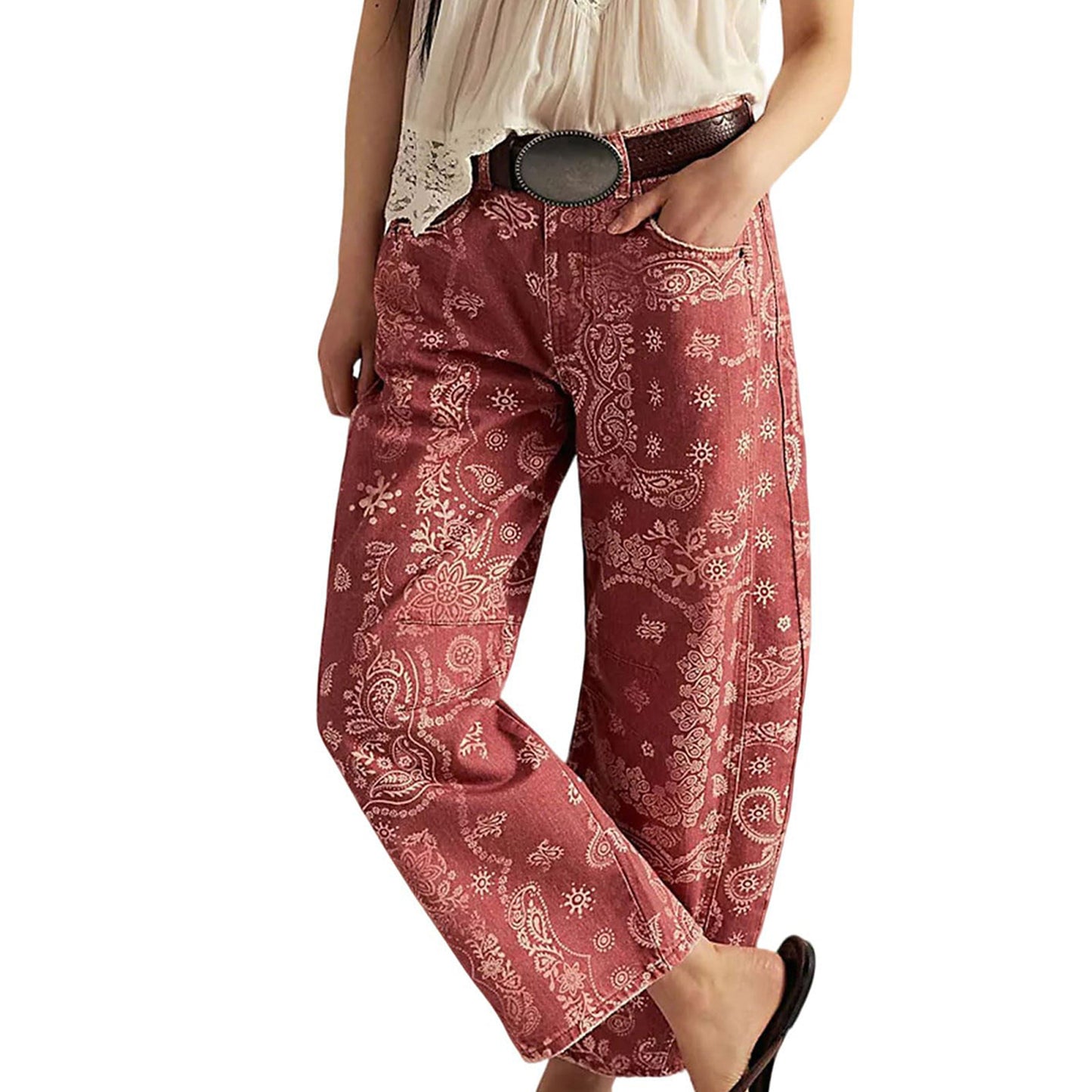 VVZ Women's Printed Wide-Leg Jeans