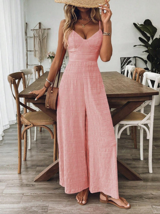 VVZ Women's Plain Bow Decor Jumpsuit