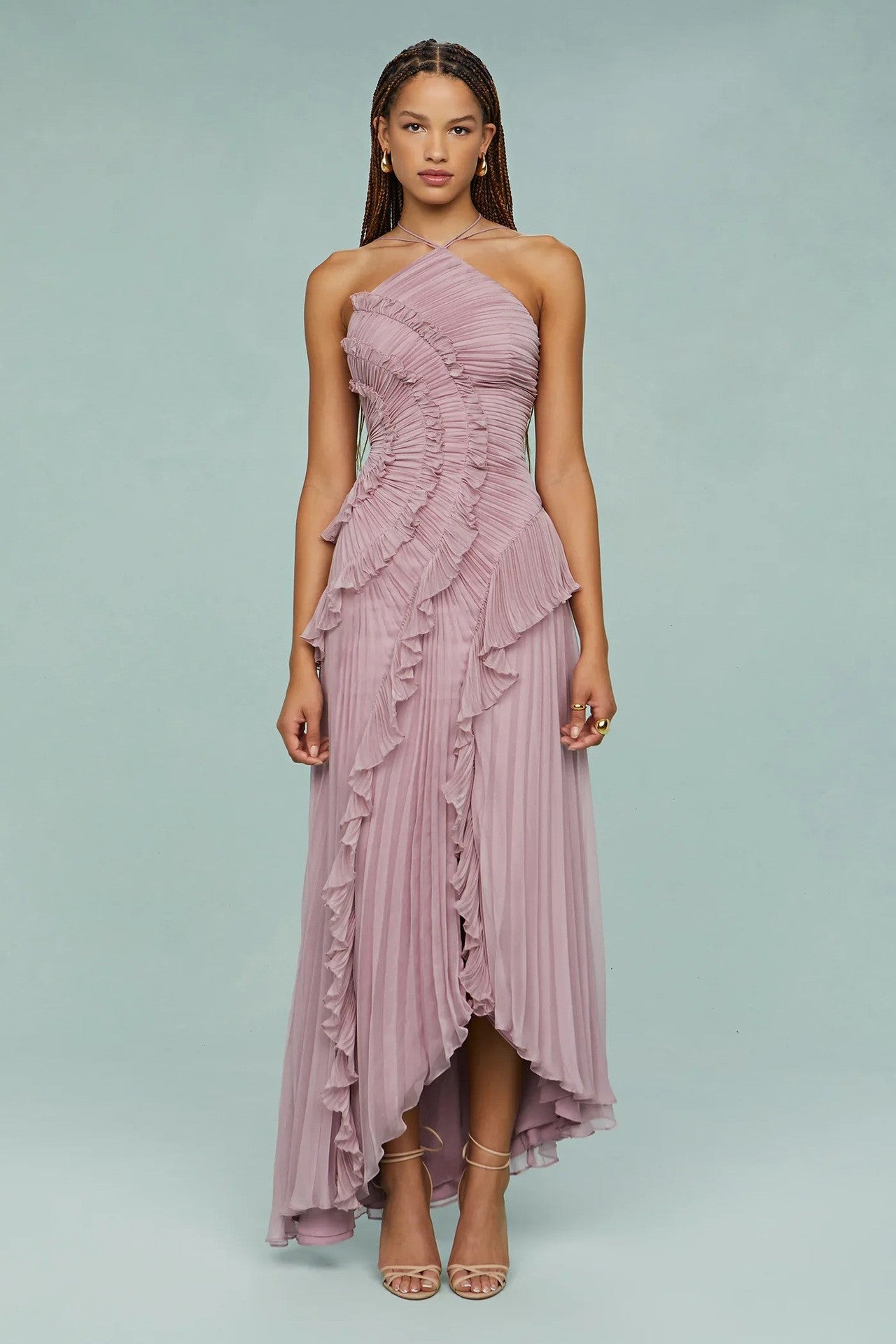 VVZ Women's Sexy Ruffle Halter Dress