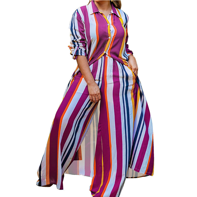 VVZ Long-Sleeve Shirt and High-Waisted Wide-Leg Pants