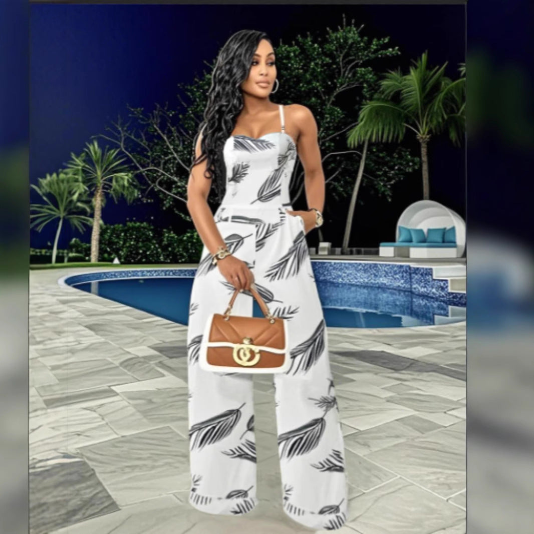 VVZ Women's Printed Strappy Jumpsuit