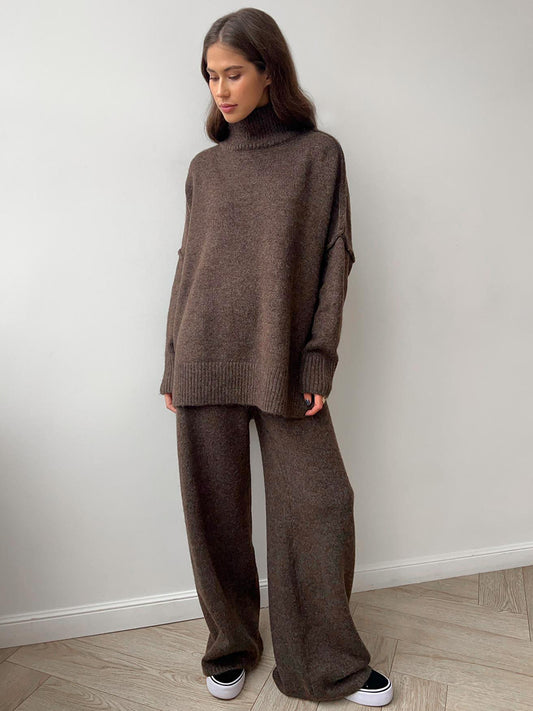 VVZ Lazy Thickened Knit Pants Suit Loose