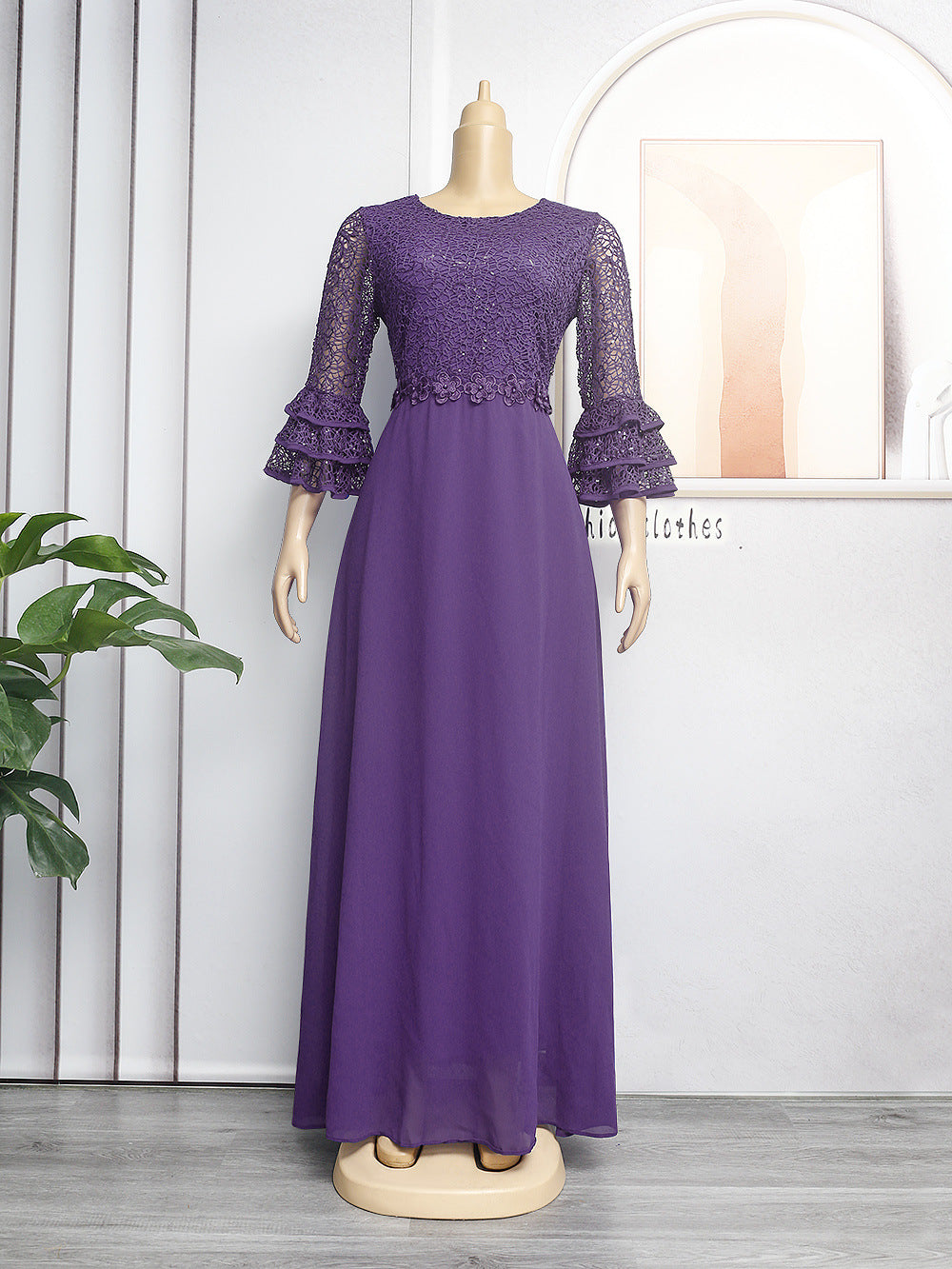 VVZ Heavily Embellished Lace and Chiffon Dress