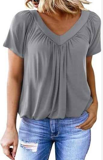 VVZ Women's Casual Summer Short Sleeve V Neck Tops T-shirts