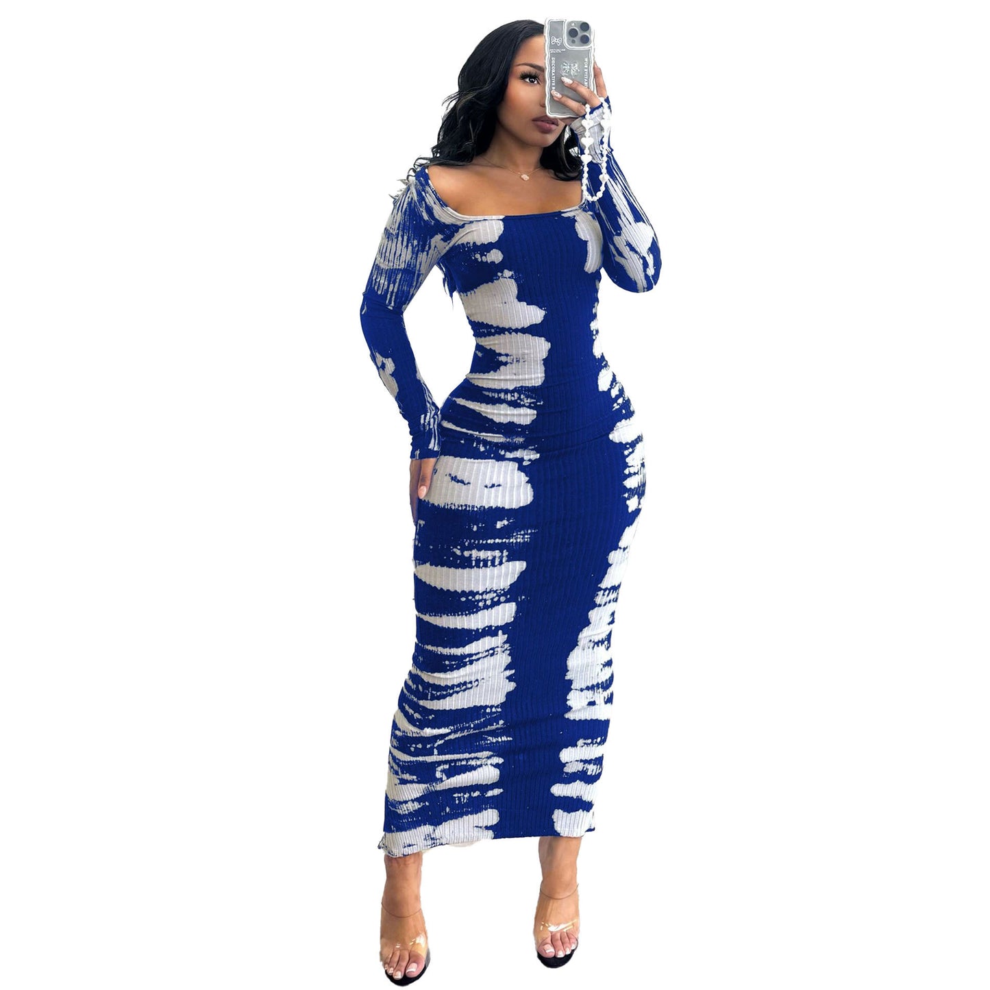 VVZ Women's U-Neck Ribbed Dress