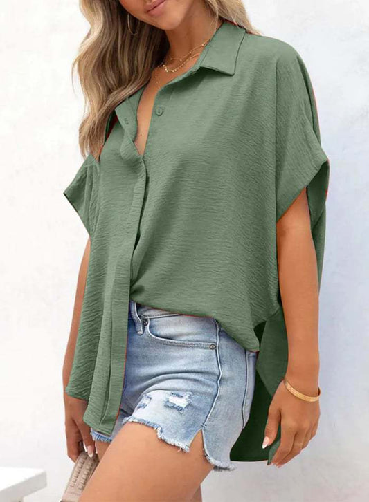 VVZ Solid Short Sleeve Blouses