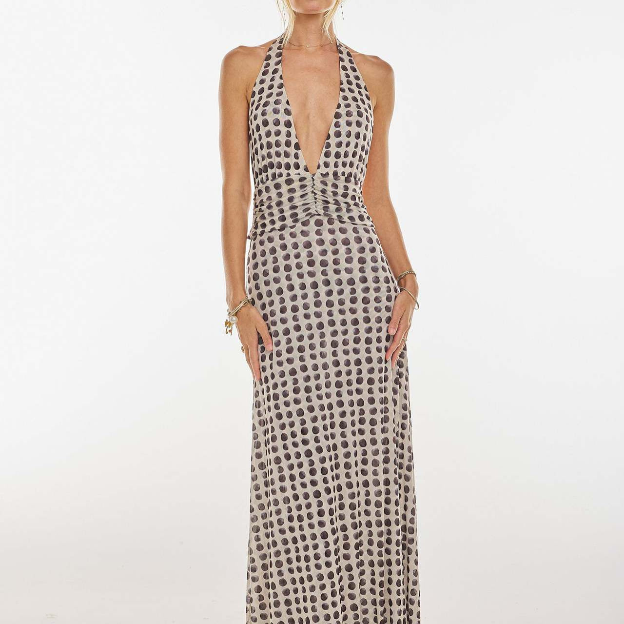 VVZ Backless Bodycon Printed Halter Dress