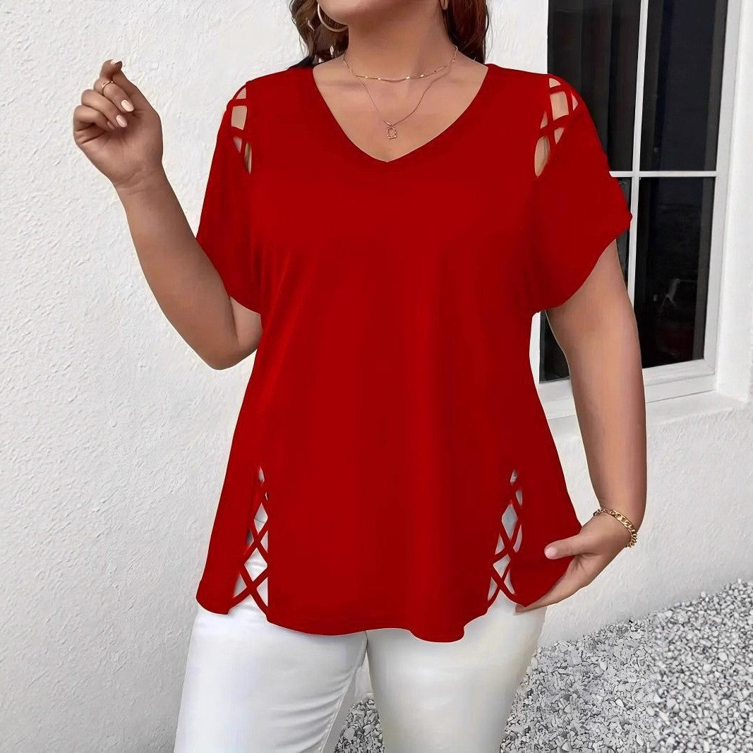 VVZ Plus-Size Short-Sleeve Off-Shoulder T-Shirt