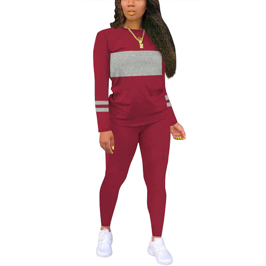 VVZ Women's Colorblock Round Neck Tee & Plain Skinny Pants