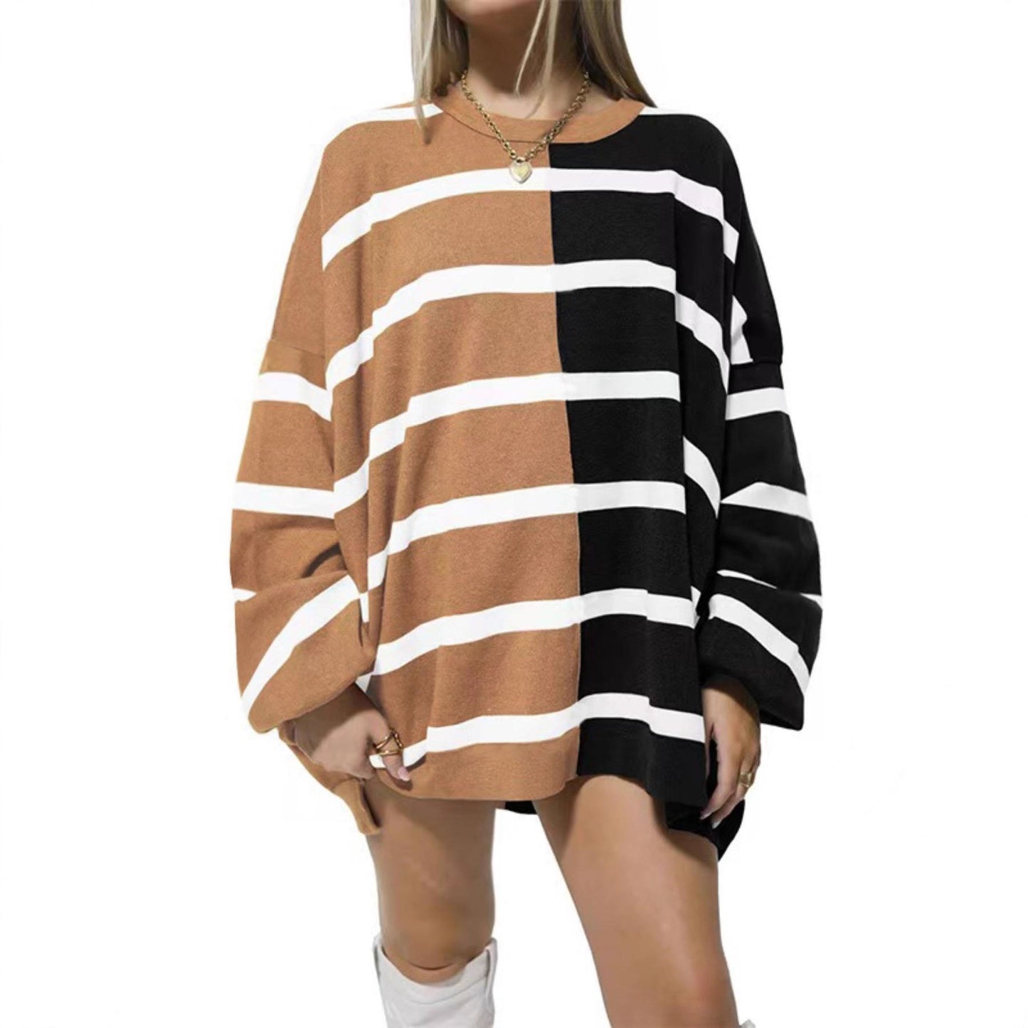 VVZ Womens Striped Pullover Sweater
