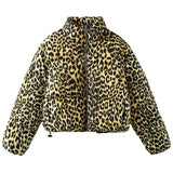 VVZ Leopard Print Stand Collar Cotton Jacket
