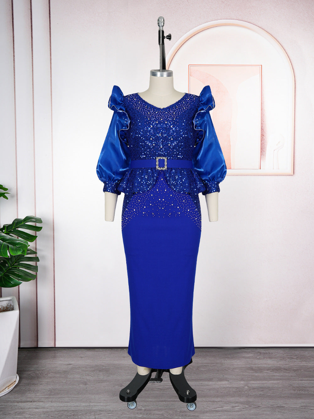 VVZ Stylish Puff-Sleeve Dress